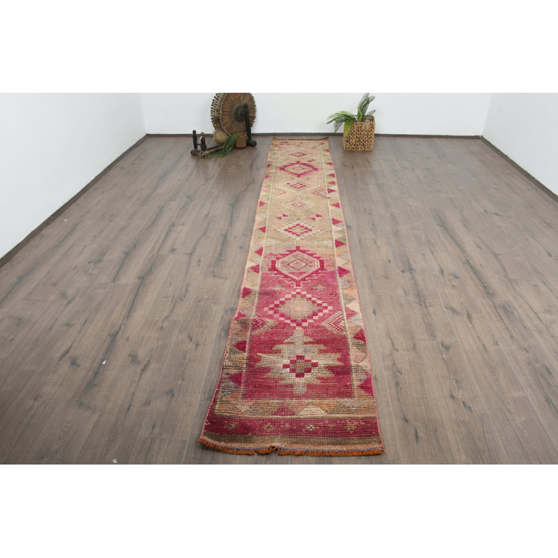Tapis de couloir en laine rouge 25,2 x 157,5 pouces