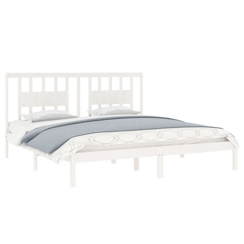 Bed Frame Solid Wood, White, European Double (140 x 200 cm)