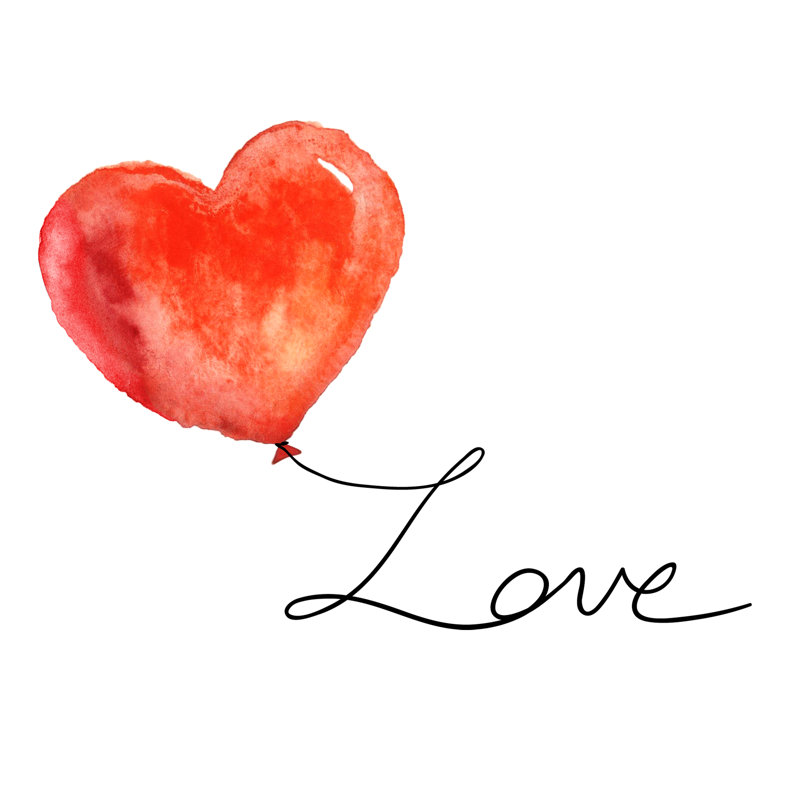 Kattie Watercolour Red Heart - Wrapped Canvas Painting, 122cm H x 122cm W x 3.8cm D