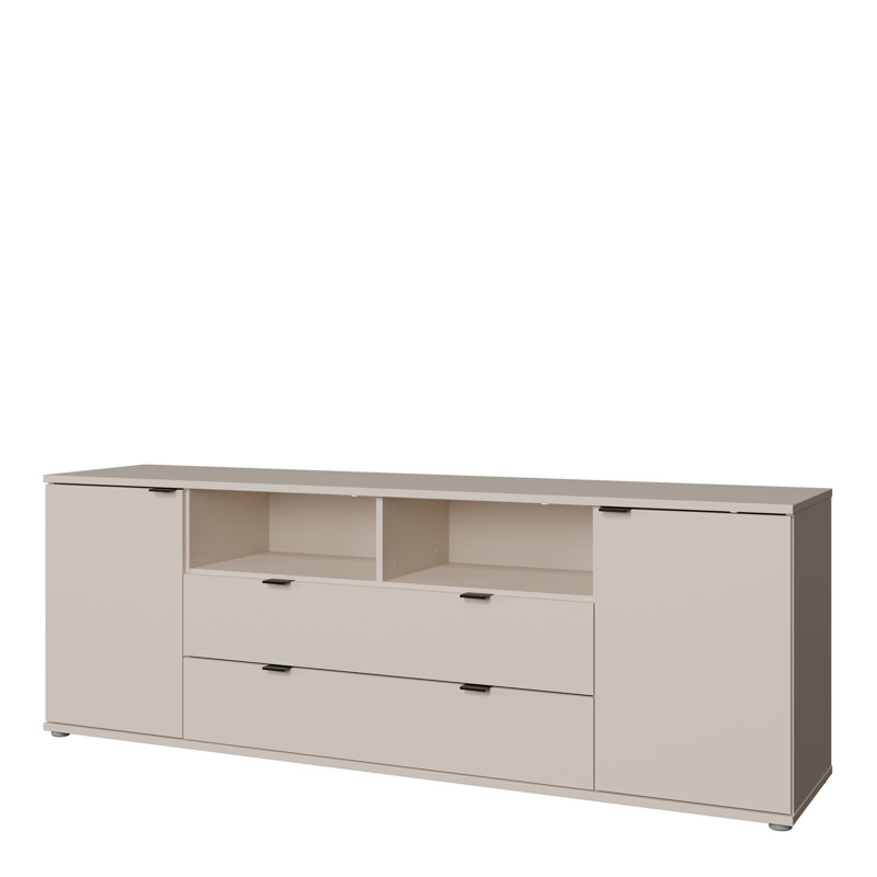 Ganymede Wide TV Unit with Open Shelving, 2 Drawers & 2 Doors, Sand
