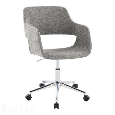 Chaise de bureau contemporaine en métal chromé et tissu gris