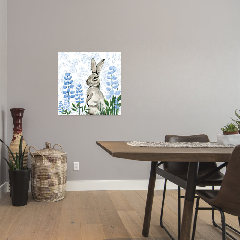 Impression sur toile Bluebonnet Bunnies II Spring Flower, 24" H x 24" W