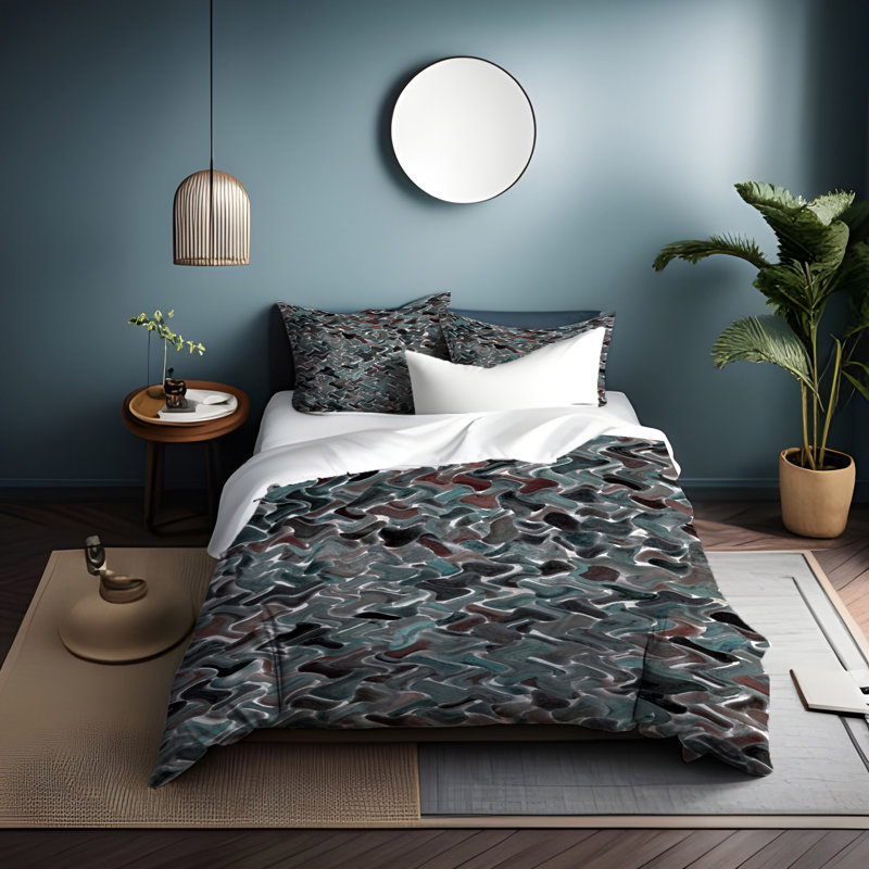 Polyester Abstract Duvet Cover, King Duvet Cover + 2 King Shams