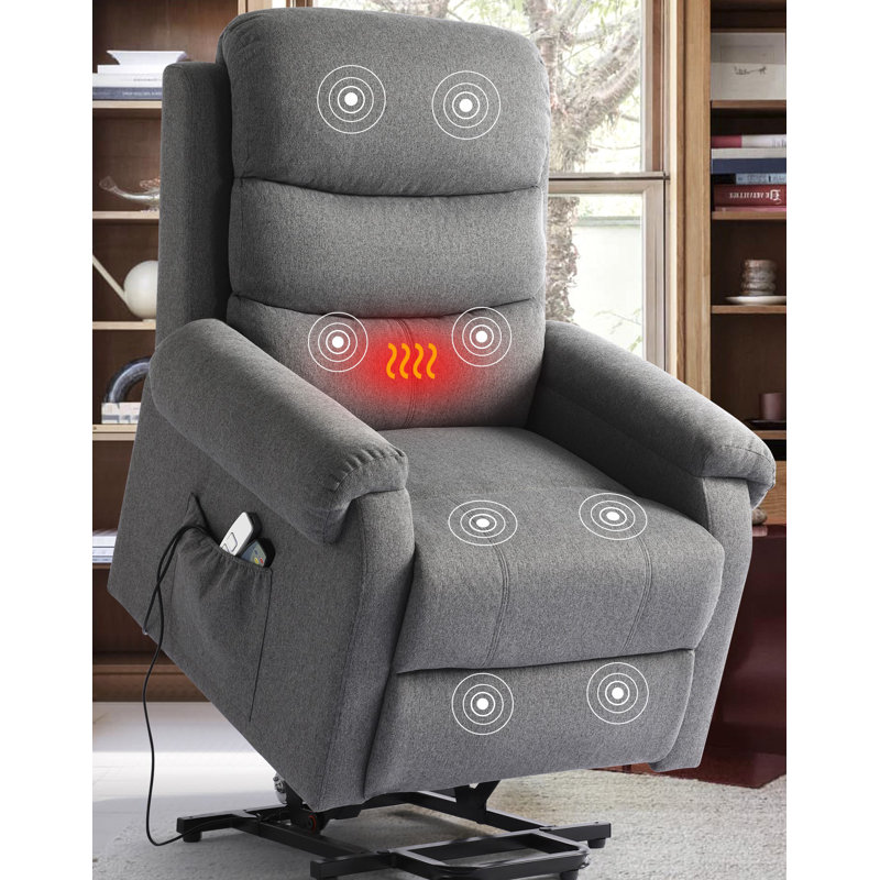 Fauteuil de massage inclinable électrique chauffant, Mélange de polyester gris foncé