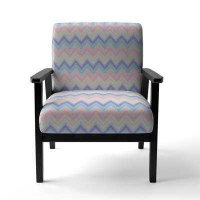 Fauteuil d'appoint rembourré à motif multicolore à chevrons horizontaux