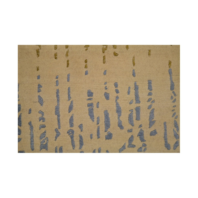 Tapis bleu et beige noué à la main de haute qualité