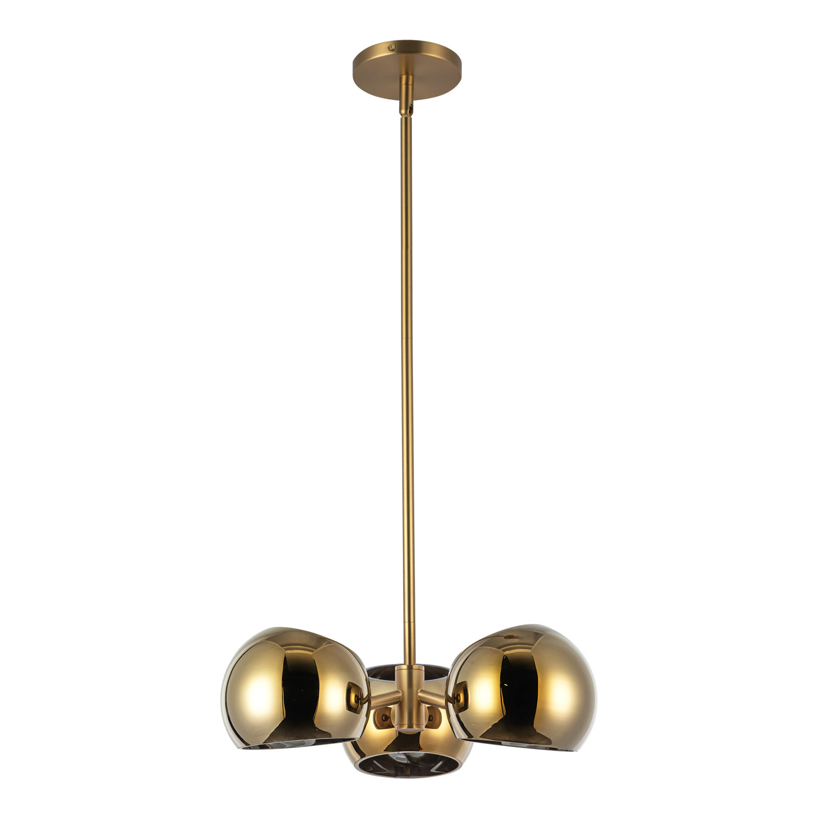 Willow 3 Light Glass Pendant, Brushed Gold, Copper