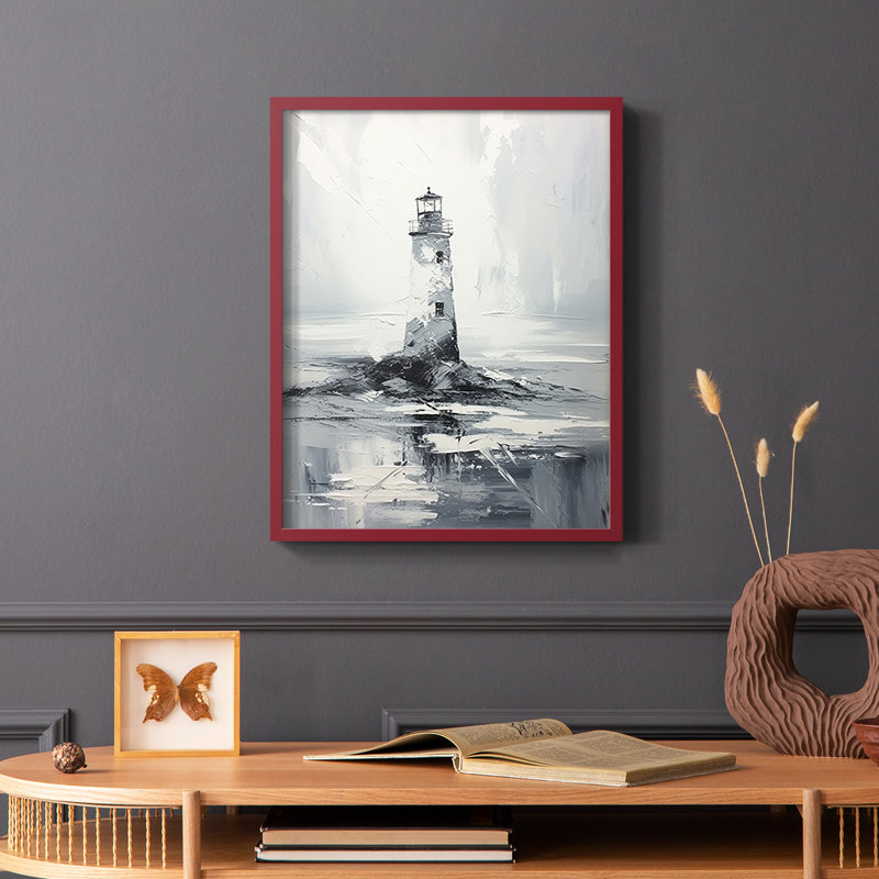 NAUTICAL Series D - Impression encadrée de qualité supérieure - Prêt à accrocher - Aucun clou requis, Rouge, H 11 po x l 9 po