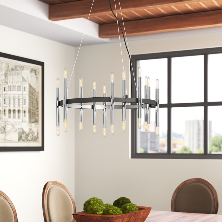 Germaine 24 - Light Dimmable Wagon Wheel Chandelier