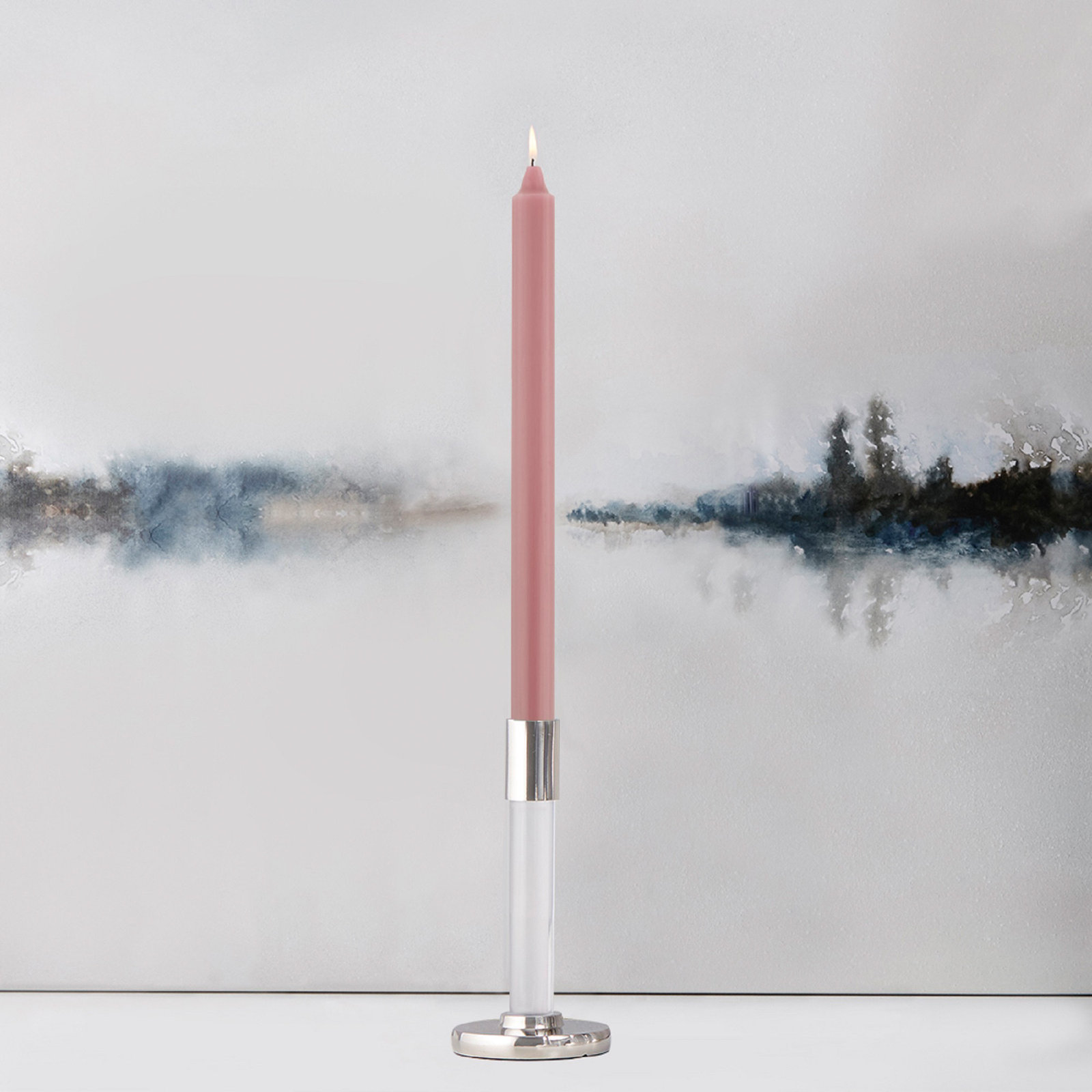 Root Candles Unscented Taper Candle, 12" H x 0.88" W x 0.88" D, Dusty Rose