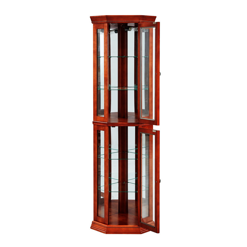 Vitrine de coin avec lumières, Noyer