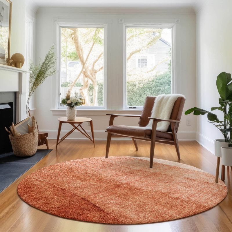 Tapis paprika de qualité supérieure lavable à la machine Prisco, Rond 8 pi
