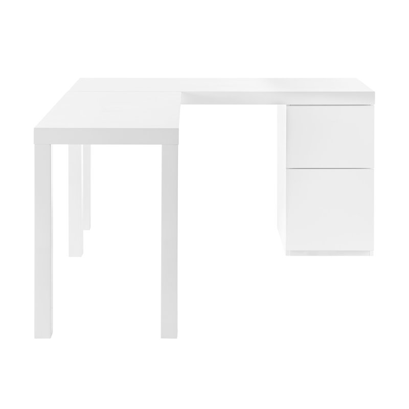 Bureau en L Tresero, Blanc très luisant