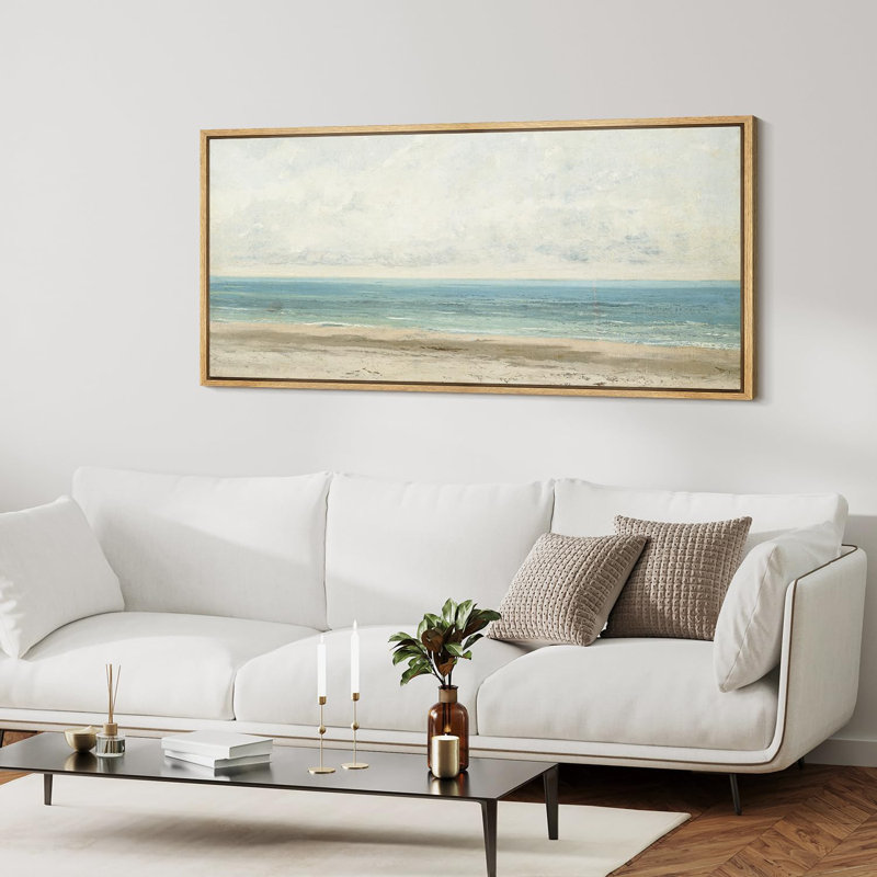 Paysage côtier, plage sereine, plage subtile et océan, H 30 po x l 60 po, Naturel