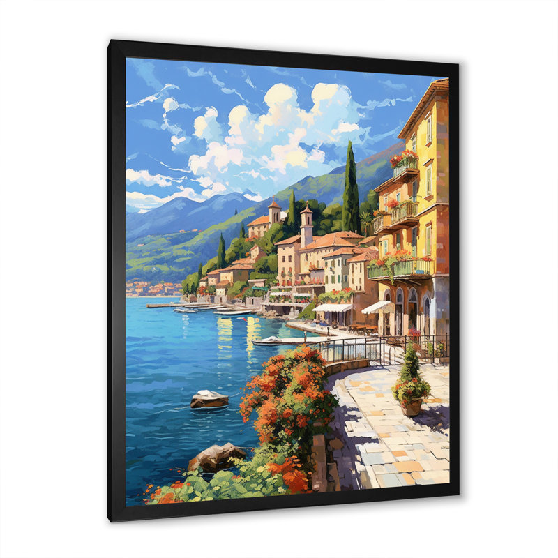La Dolce Italian Beachside II - Italie, reproduction sur toile encadrée, H 20 po x l 12 po, Cadre photo unique, Noir