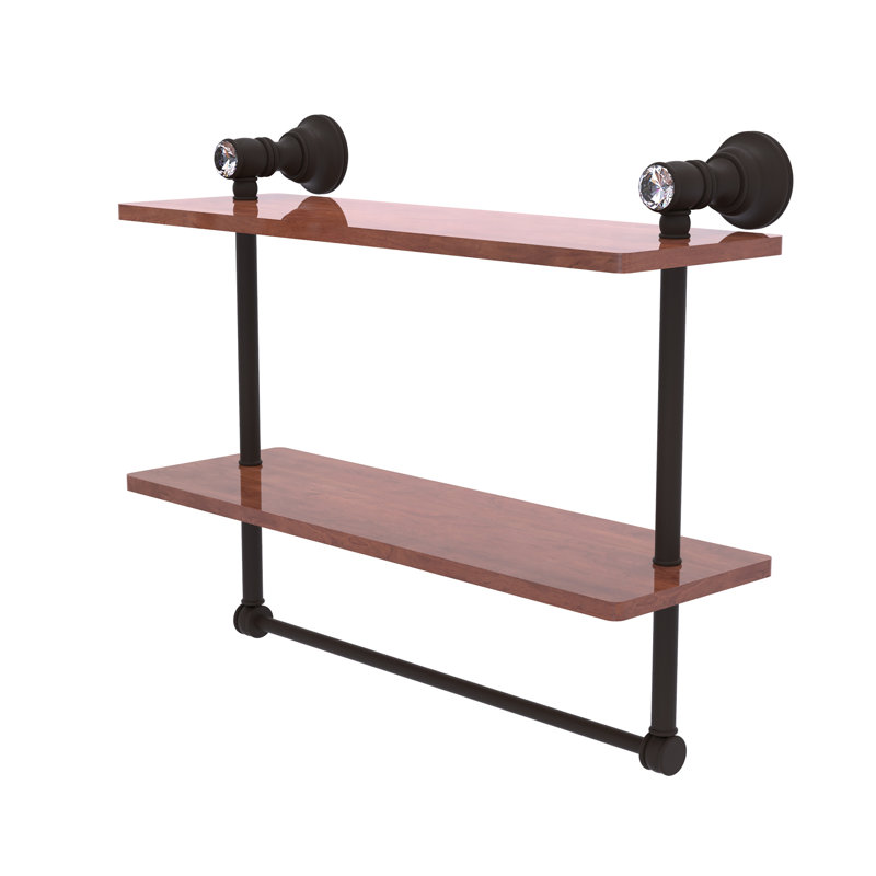Étagère murale double en cristal Freyja, H 5,54 po x l 16 po x P 9,5 po, Bronze huilé