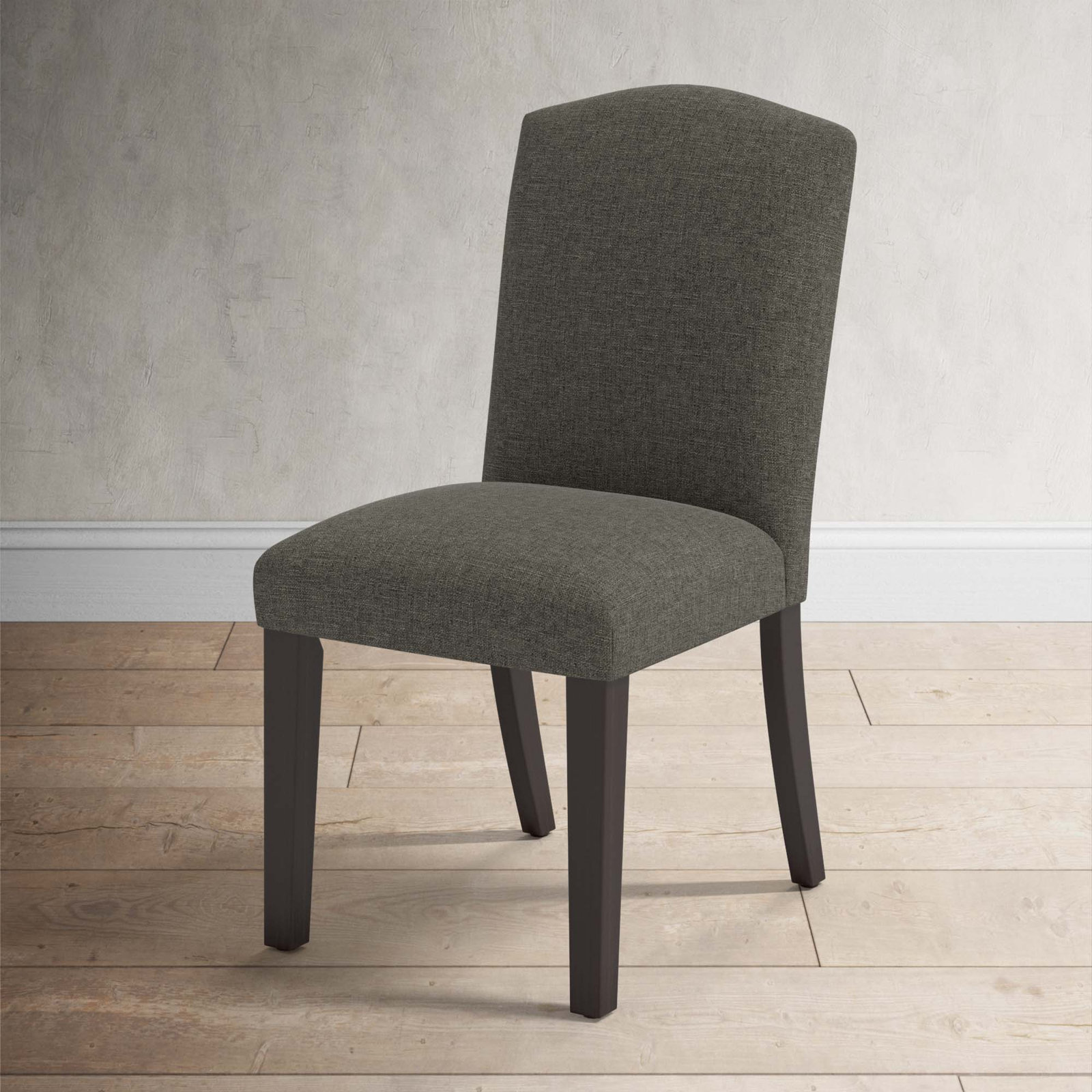 Estrela Dining Chair, Zuma Charcoal Textured Linen, Espresso