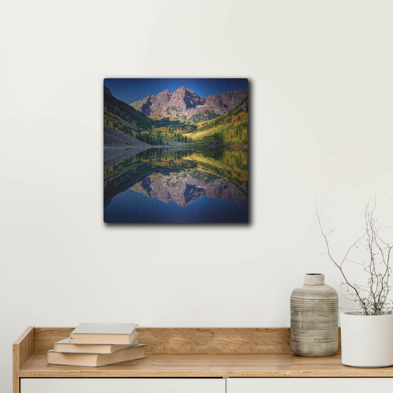 «Maroon Bells» par Rick Berk, art mural en métal, H 12 po x l 12 po