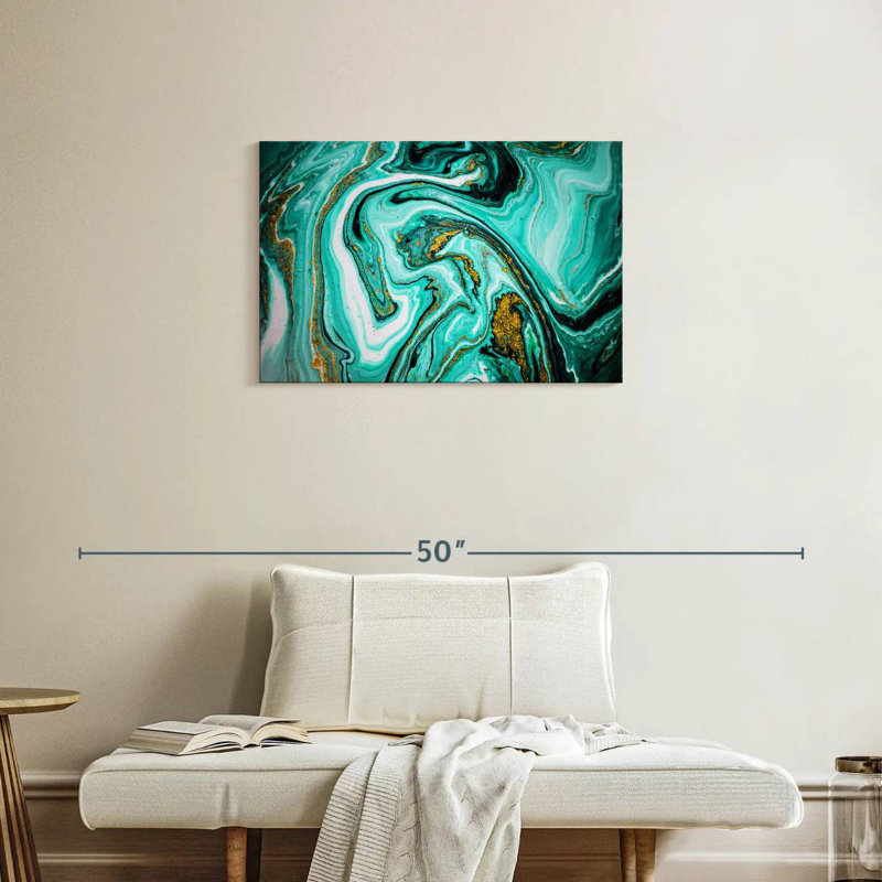 Avery Teal Marble Abstract, 20" H x 30" W