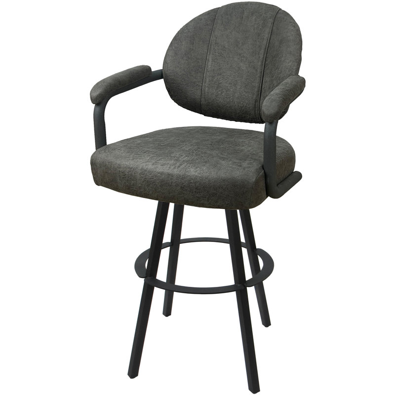 Swivel Upholstered Counter Stool with Metal Frame, Elk Polyester Blend/Gray Frame