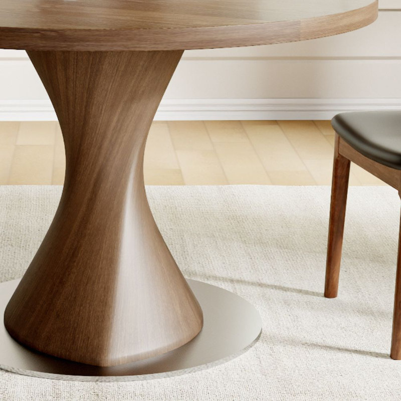 Table de salle à manger en bois massif pour 2/4/6/8 avec base en métal lourd - Ensemble autour de la spirale