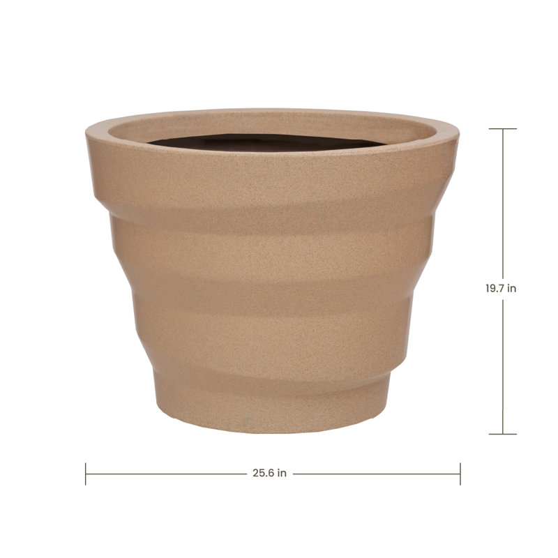 Pot à fleurs rond Kaofen ECOBO EcoFriendly, Sable, H 19,7 po x l 25,6 po x P 25,6 po