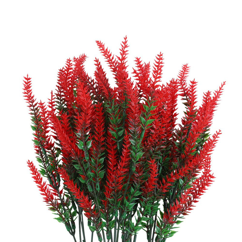 4 bouquets de fleurs de lavande artificielles, Rouge