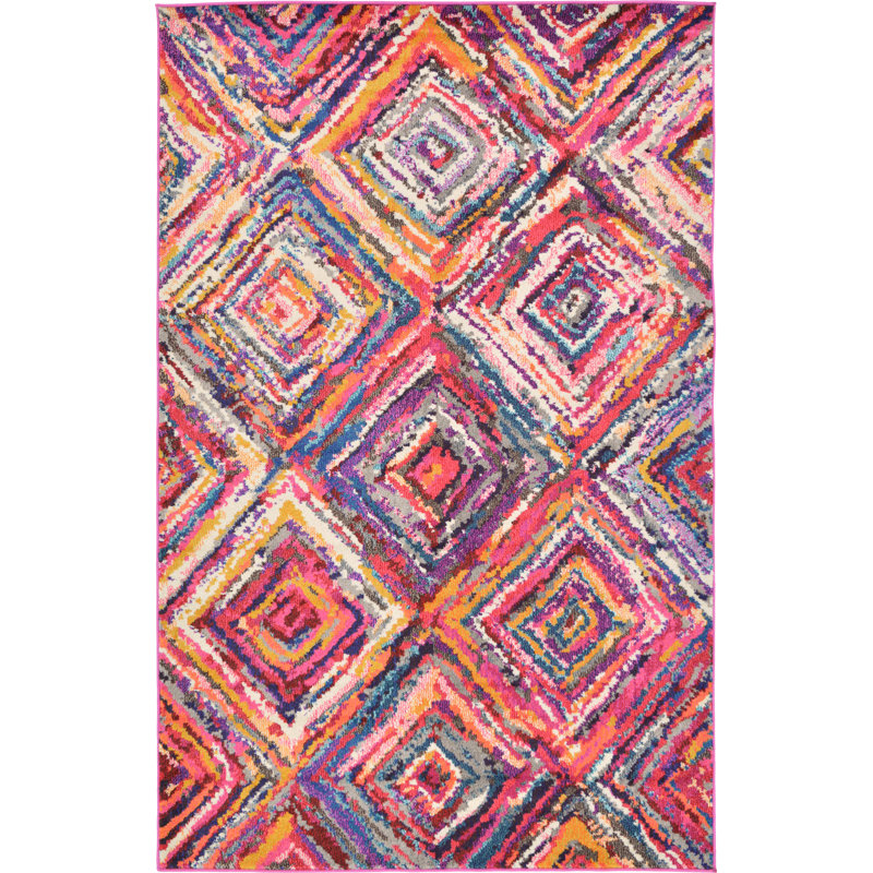 Tapis rose à motif géométrique Eddins