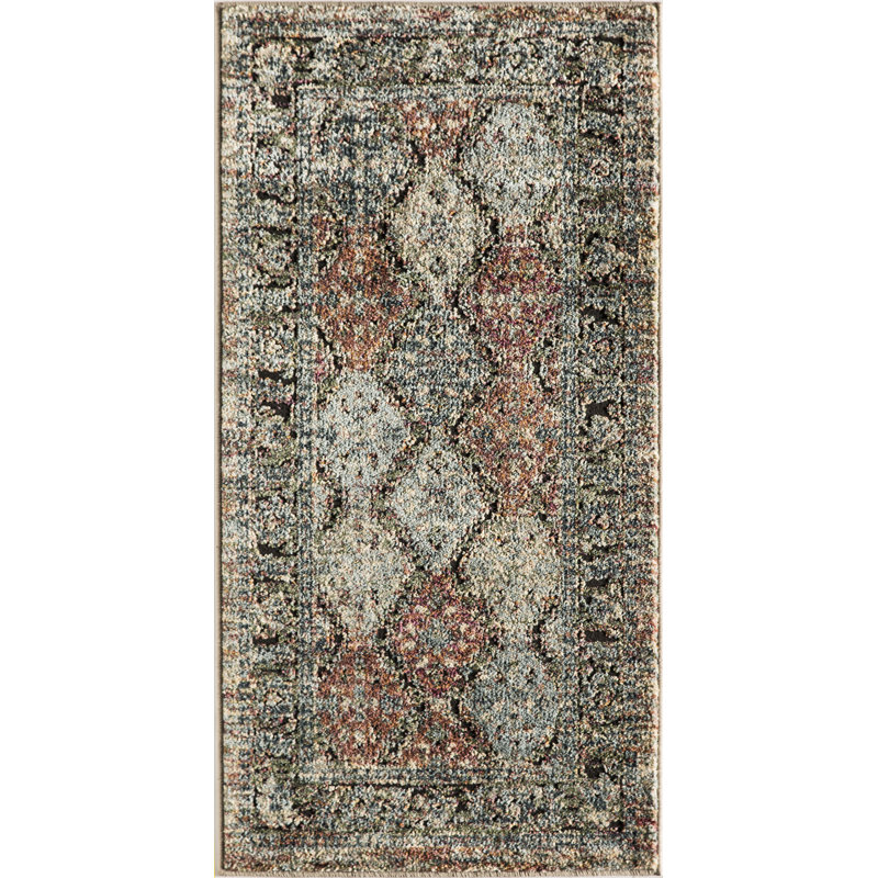 Tapis bleu / beige Kauffman, Rectangle 2 pi 2 po x 4 pi 0 po