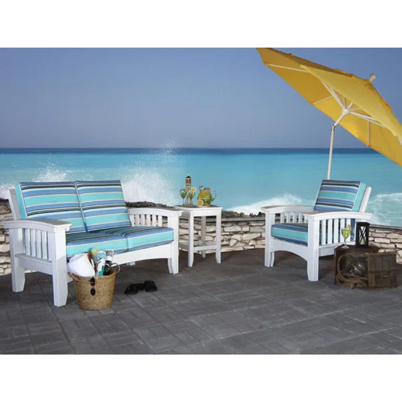 Omar 3 - Person Patio Conversation Set with Cushions, Brannon Redwood Sunbrella®, Natural