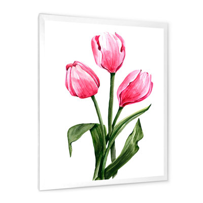 Trois tulipes rouges au printemps - Peinture sur toile