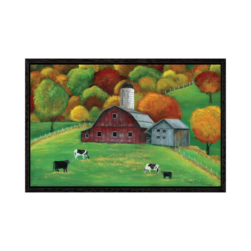 Colors Of Autumn Barnyard by Cheryl Bartley - Print on Canvas, Black Framed, 101.6 cm H x 66.04 cm W