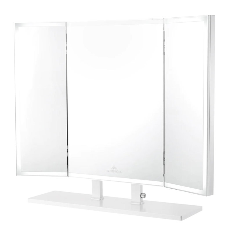 Trifecta Pro Lighted Makeup Mirror, Vanity Mirror Lights, Tabletop Rectangle Mirror, White, Strip LED lighting