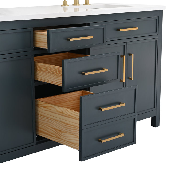 Wenniah 72" Double Vanity, Vintage Blue/Brushed Bronze