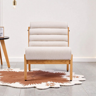 Fauteuil d'appoint Fluffy Shearling Style avec structure en bois massif, coussin intégré, confort moderne