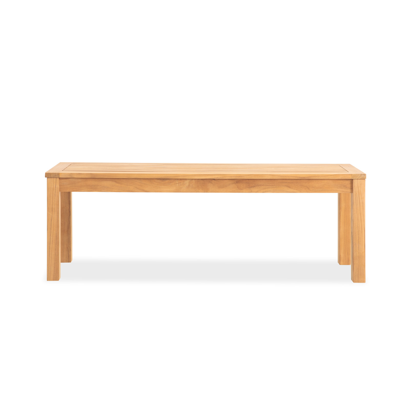 Solid Teak Wood Slatted Outdoor Bench
