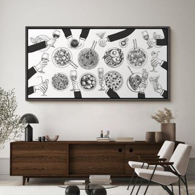 Black and White Food and Drink Vintage Antique Retro Decor Extra Large Artwork Print Wall Art