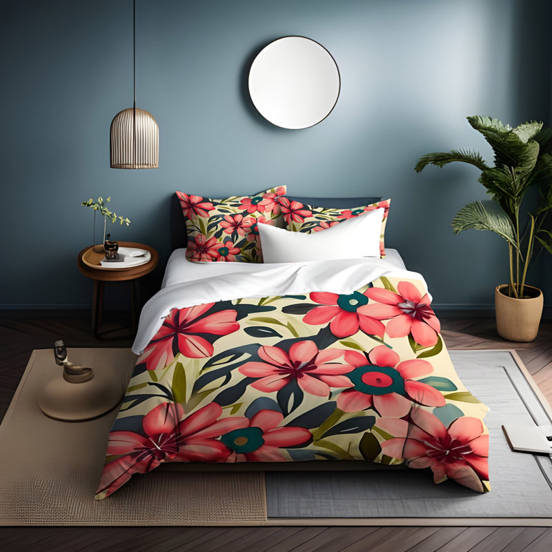Ensemble de housse de couette , Housse de couette simple + 1 taie décorative pour