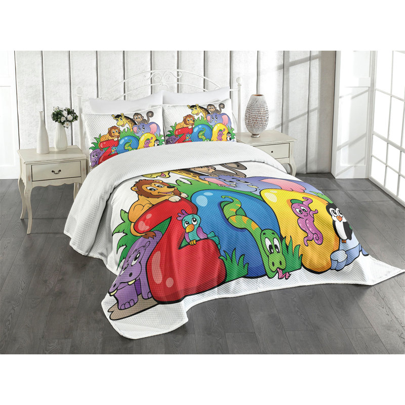 Multicolore ensemble de couvre-lit Ambesonne, Couvre-lit grand et 2 taies décoratives