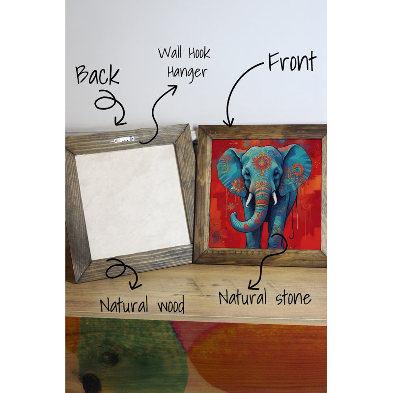 Elegant Decorative Framed Painting, 100% Stone Art, 6.1 x 6.1 Inches | Premium Wooden Frame, Thickness: 0.8 Inches | UV Printed for Vibrant Colors | Perfect for Home Décor, Living Room & Office Accent