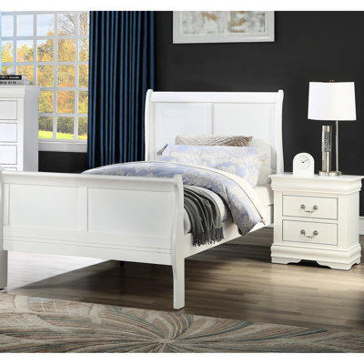 Lit simple en bois massif blanc pour chambre à coucher, style, pieds de support, anglais, base requise, transitionnel, moderne - bord