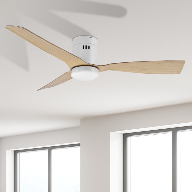 52" Savitri LED Smart Flush Mount Ceiling Fan with Remote Control and Light Kit Included