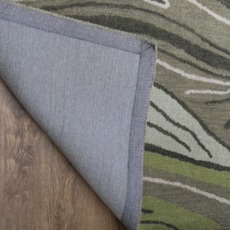 Dalvey HAND TUFTED WOOL ECO-FRIENDLY AREA RUGS - Rectangle | Green Color | Abstract Design | Area rugs for living room, bedrroom