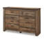 Commode large Zoey, 6 tiroirs de rangement larges, détails brun rustique