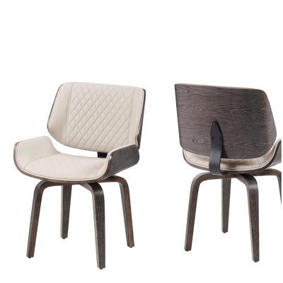 Chaise de salle à manger pivotante à 360 ° de style Mid-Century avec revêtement en similicuir (ensemble de 2)