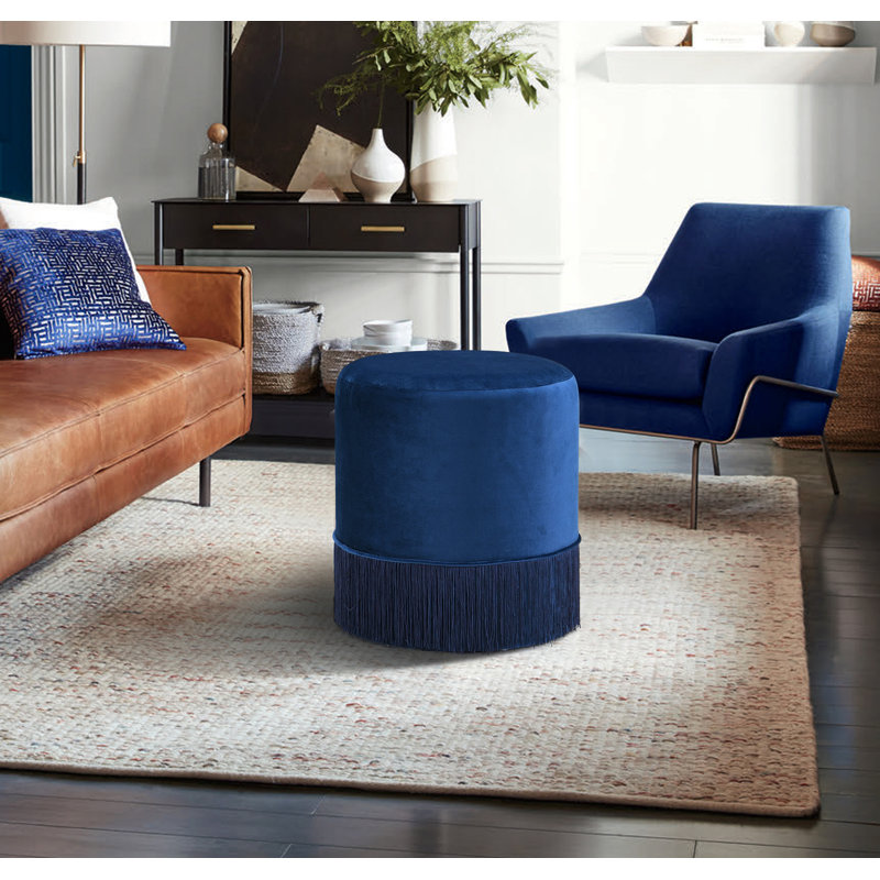 Repose-pieds standard en velours Cidnie, Velours marine