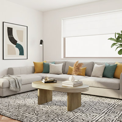 Table basse ovale Mid-Century moderne, style campagne, naturel