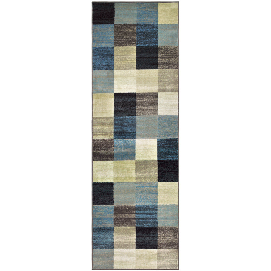Churchton Majolica Blue Area Rug Ebern Designs Rug 