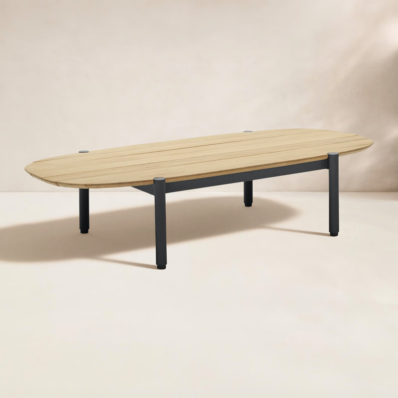 Terra Outdoor Oval Teak Coffee Table, Charcoal