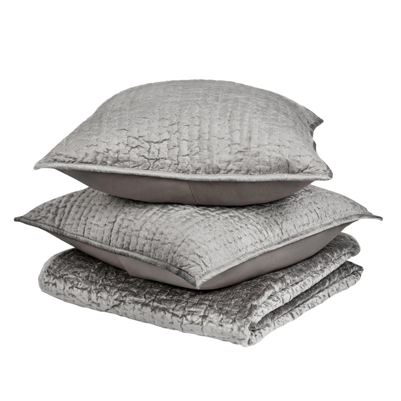 Velvet Quilt, Queen Quilt, Gray
